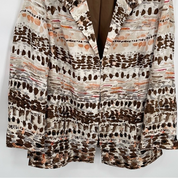 Chico's Women's Brown Multi-Color Silk Jacket Size 2 (L) Lightweight Lined - Picture 3 of 9